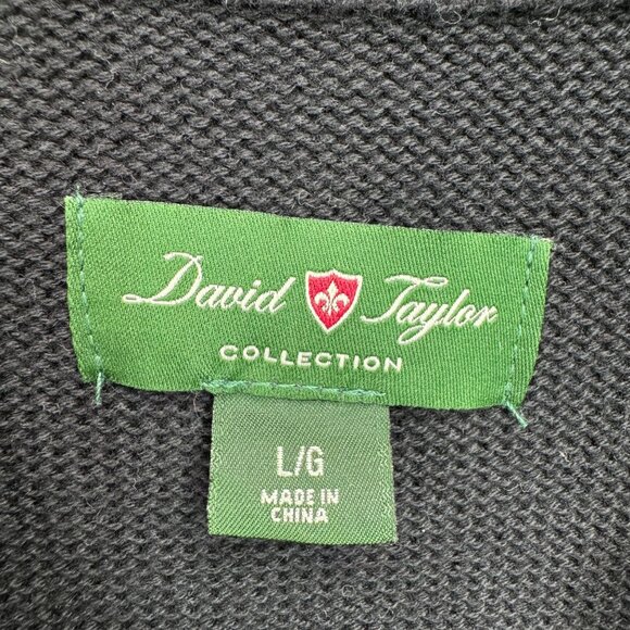 David Taylor mens Argyle Sweater L/G pull over crew neck Black/Grey/Red pattern - Picture 3 of 9